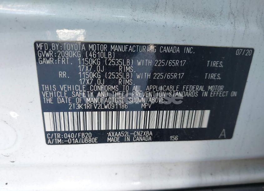 Photo 9 of 2020 Toyota Rav4 LE (VIN 2T3K1RFV2LW091186)
