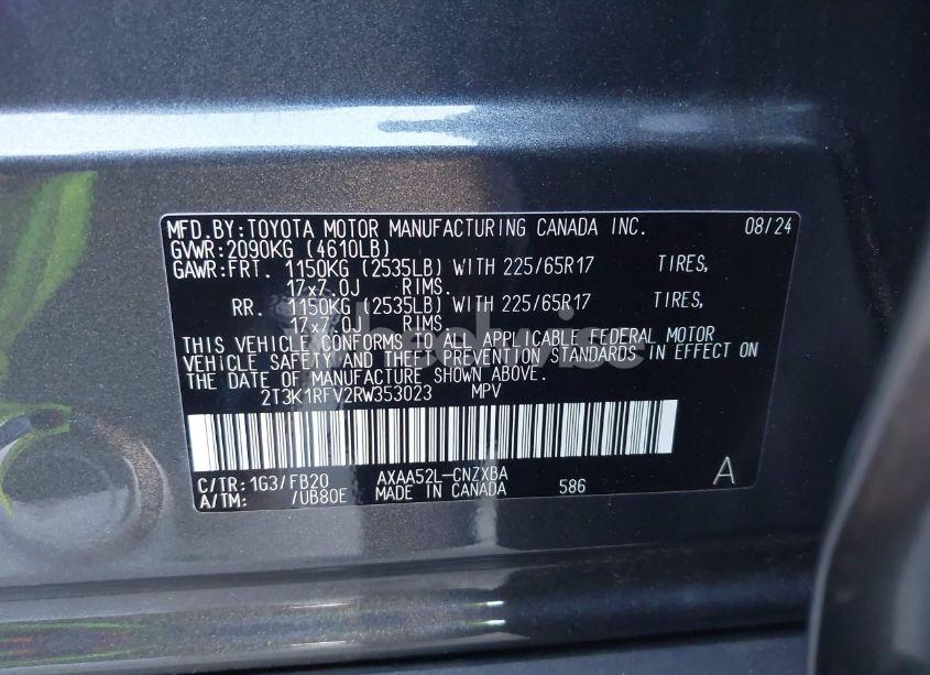 Photo 9 of 2024 Toyota Rav4 LE (VIN 2T3K1RFV2RW353023)