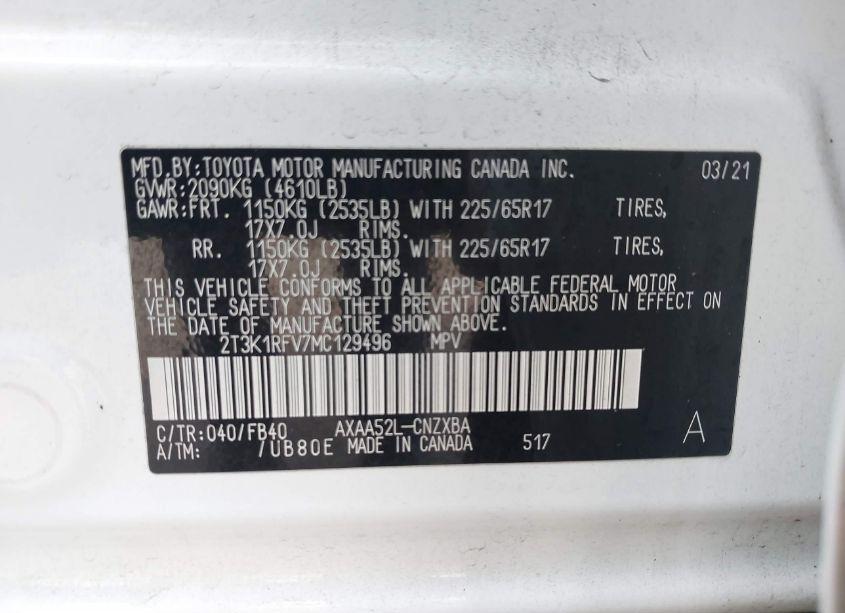 Photo 9 of 2021 Toyota Rav4 LE (VIN 2T3K1RFV7MC129496)