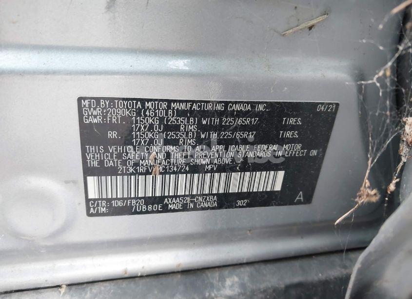 Photo 9 of 2021 Toyota Rav4 LE (VIN 2T3K1RFV8MC134724)