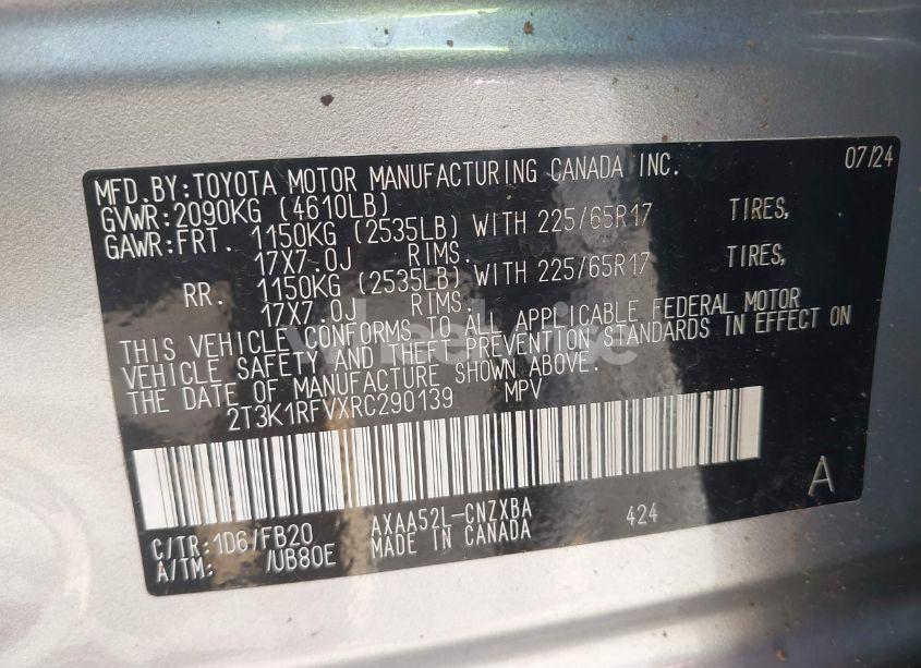 Photo 9 of 2024 Toyota Rav4 LE (VIN 2T3K1RFVXRC290139)