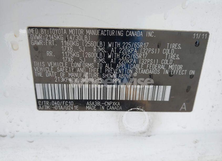 Photo 9 of 2011 Toyota Rav4 N/A (VIN 2T3KF4DV3BW098315)