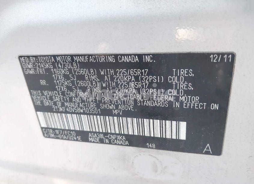 Photo 9 of 2011 Toyota Rav4 (VIN 2T3KF4DV5BW103501)