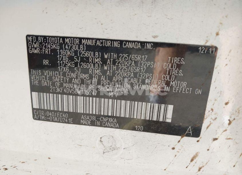 Photo 9 of 2011 Toyota Rav4 (VIN 2T3KF4DV5BW105247)