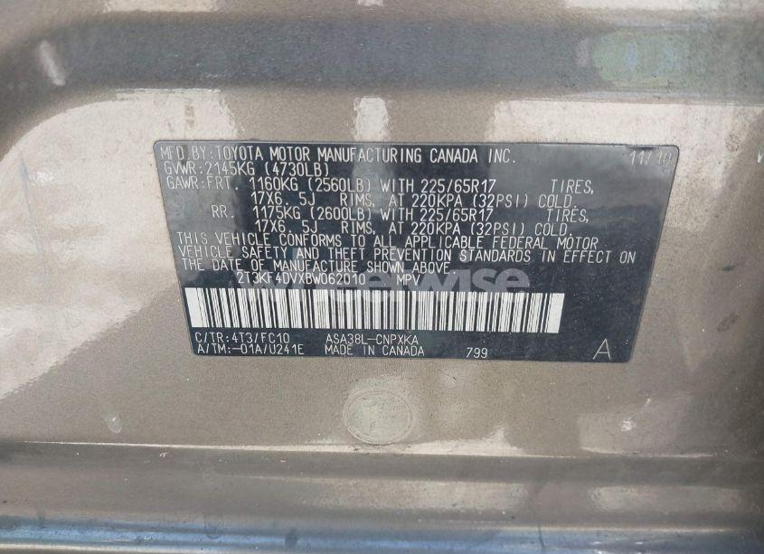 Photo 9 of 2011 Toyota Rav4 (VIN 2T3KF4DVXBW062010)