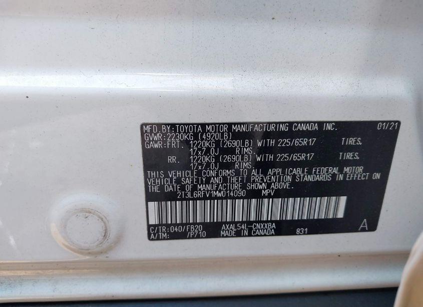 Photo 9 of 2021 Toyota Rav4 HYBRID LE (VIN 2T3L6RFV1MW014090)