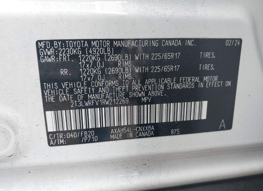 Photo 9 of 2024 Toyota Rav4 HYBRID LE (VIN 2T3LWRFV1RW212269)