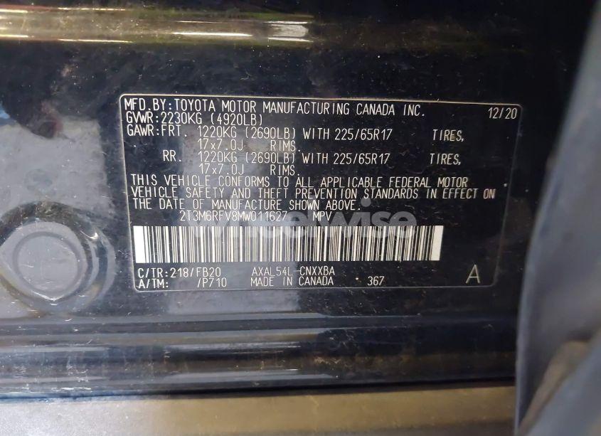 Photo 9 of 2021 Toyota Rav4 HYBRID LE (VIN 2T3M6RFV8MW011627)