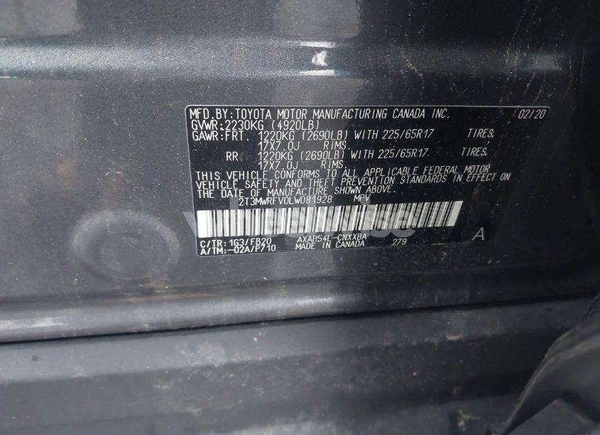 Photo 9 of 2020 Toyota Rav4 HYBRID LE (VIN 2T3MWRFV0LW081928)