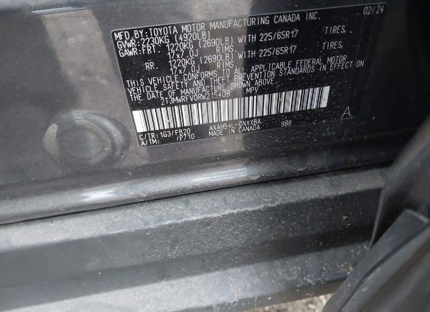 Photo 9 of 2024 Toyota Rav4 HYBRID LE (VIN 2T3MWRFV0RW215409)