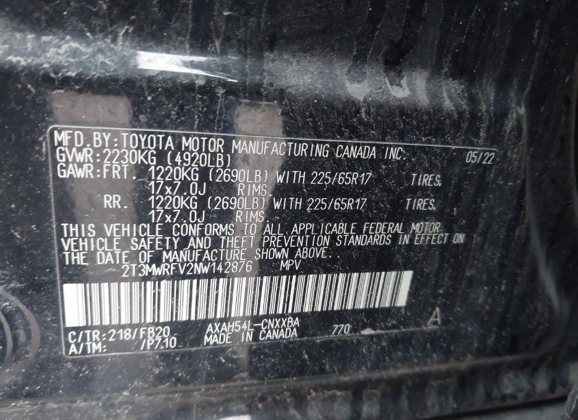 Photo 9 of 2022 Toyota Rav4 HYBRID LE (VIN 2T3MWRFV2NW142876)