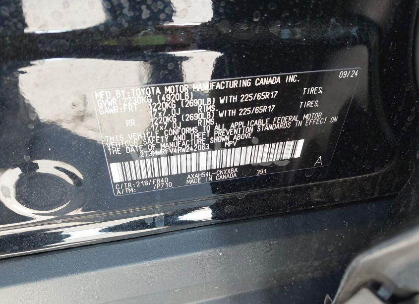 Photo 9 of 2024 Toyota Rav4 HYBRID LE (VIN 2T3MWRFV4RW242063)