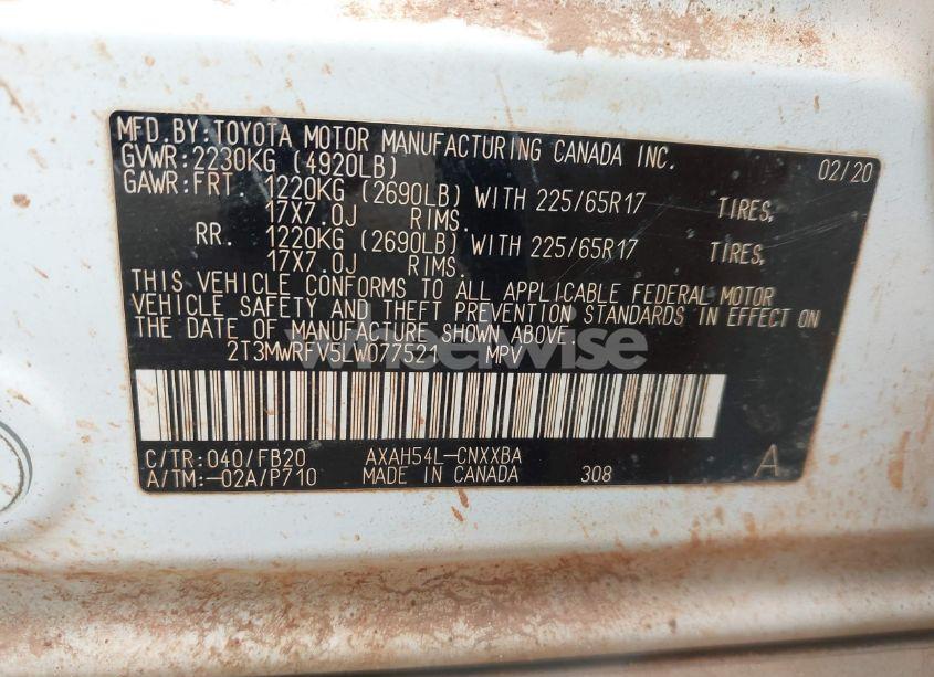 Photo 9 of 2020 Toyota Rav4 HYBRID LE (VIN 2T3MWRFV5LW077521)