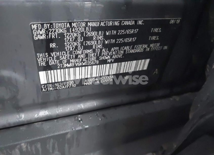 Photo 9 of 2019 Toyota Rav4 HYBRID LE (VIN 2T3MWRFV6KW035678)