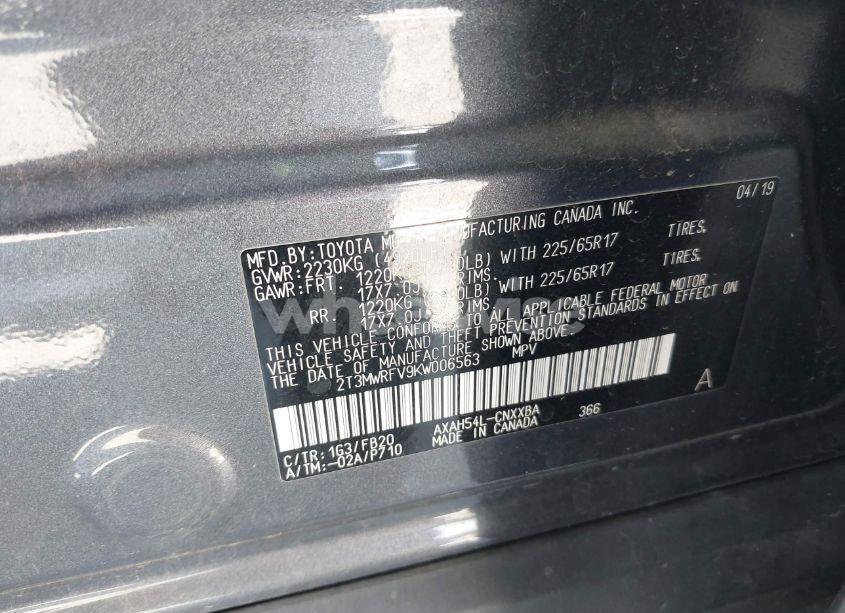 Photo 9 of 2019 Toyota Rav4 HYBRID LE (VIN 2T3MWRFV9KW006563)