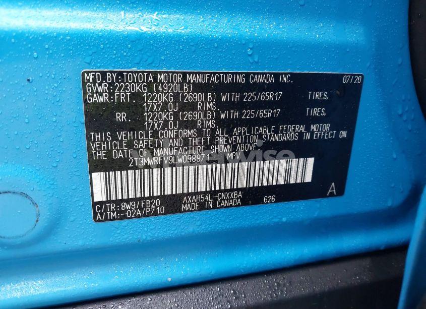 Photo 9 of 2020 Toyota Rav4 HYBRID LE (VIN 2T3MWRFV9LW098971)