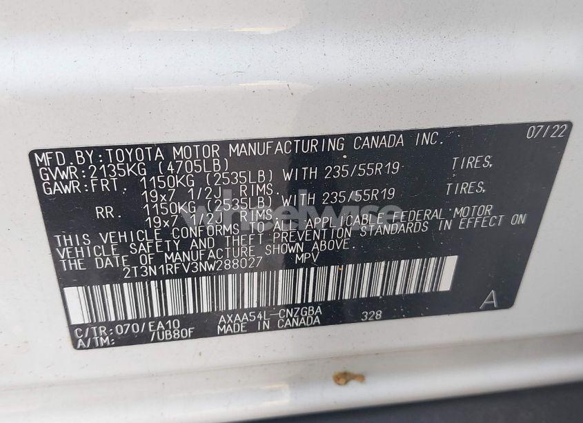 Photo 9 of 2022 Toyota Rav4 LIMITED (VIN 2T3N1RFV3NW288027)