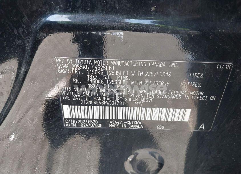 Photo 9 of 2017 Toyota Rav4 SE (VIN 2T3NFREV6HW334781)