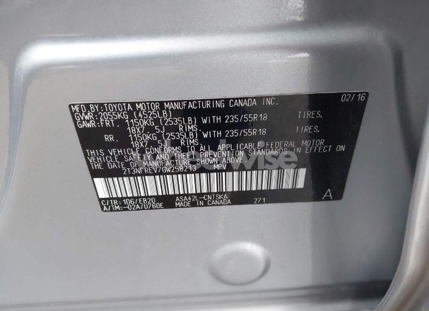 Photo 9 of 2016 Toyota Rav4 SE (VIN 2T3NFREV7GW258213)