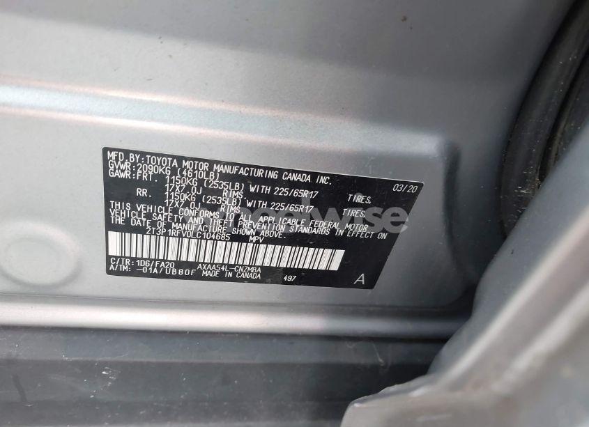 Photo 9 of 2020 Toyota Rav4 XLE (VIN 2T3P1RFV0LC104685)