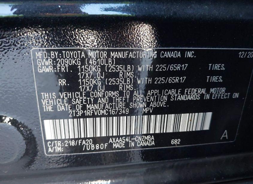Photo 9 of 2021 Toyota Rav4 XLE (VIN 2T3P1RFV0MC167349)