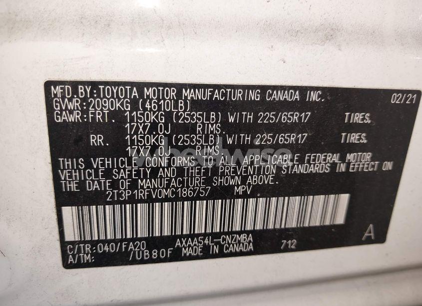 Photo 9 of 2021 Toyota Rav4 XLE (VIN 2T3P1RFV0MC186757)