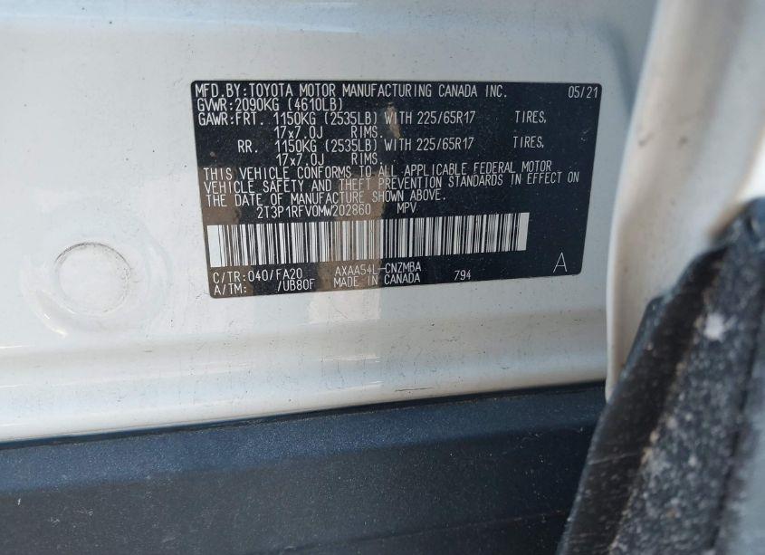 Photo 9 of 2021 Toyota Rav4 XLE (VIN 2T3P1RFV0MW202860)