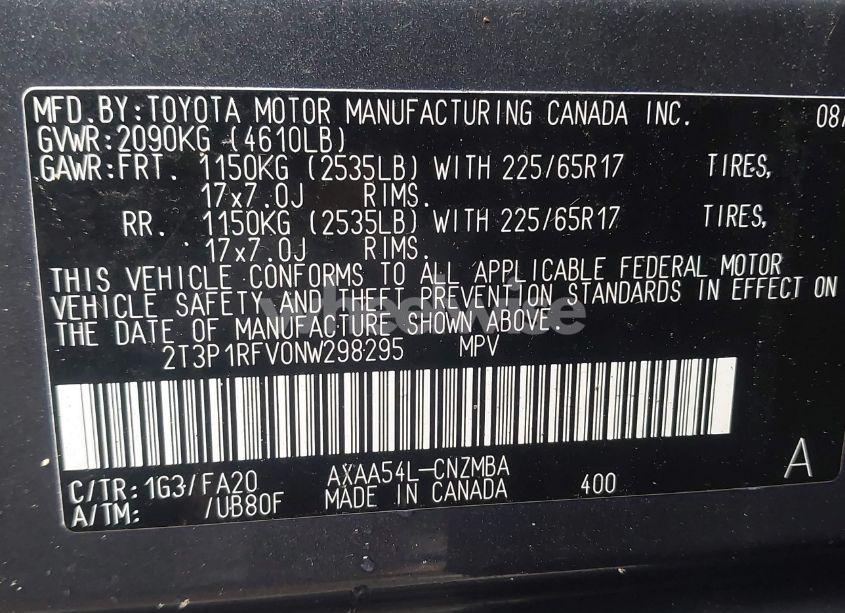 Photo 9 of 2022 Toyota Rav4 XLE (VIN 2T3P1RFV0NW298295)