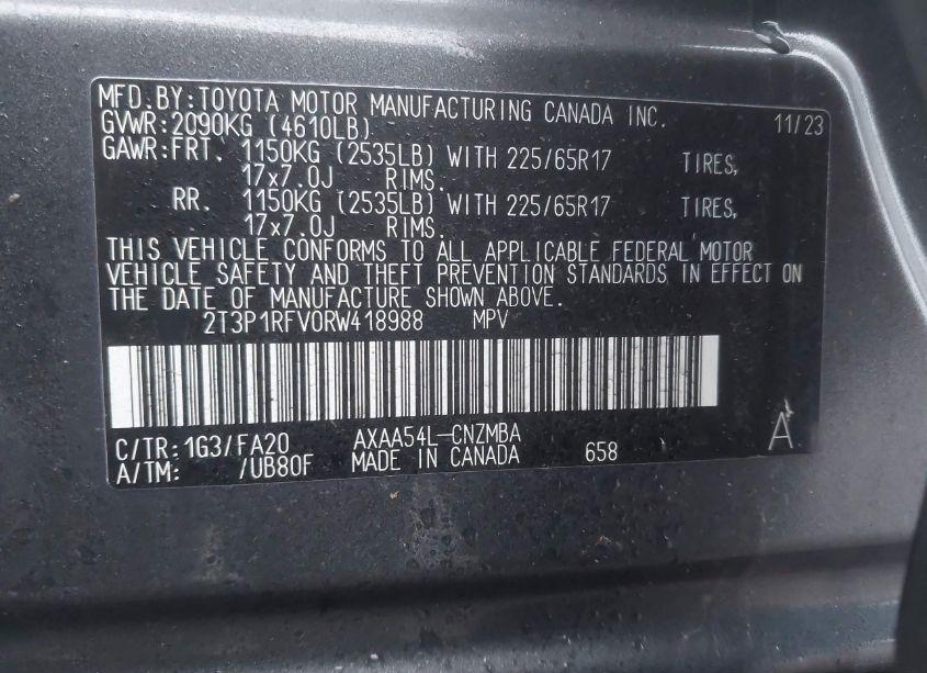 Photo 8 of 2024 Toyota Rav4 XLE (VIN 2T3P1RFV0RW418988)