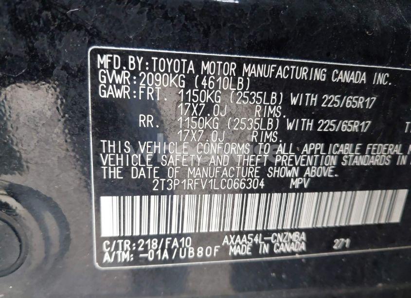 Photo 9 of 2020 Toyota Rav4 XLE (VIN 2T3P1RFV1LC066304)