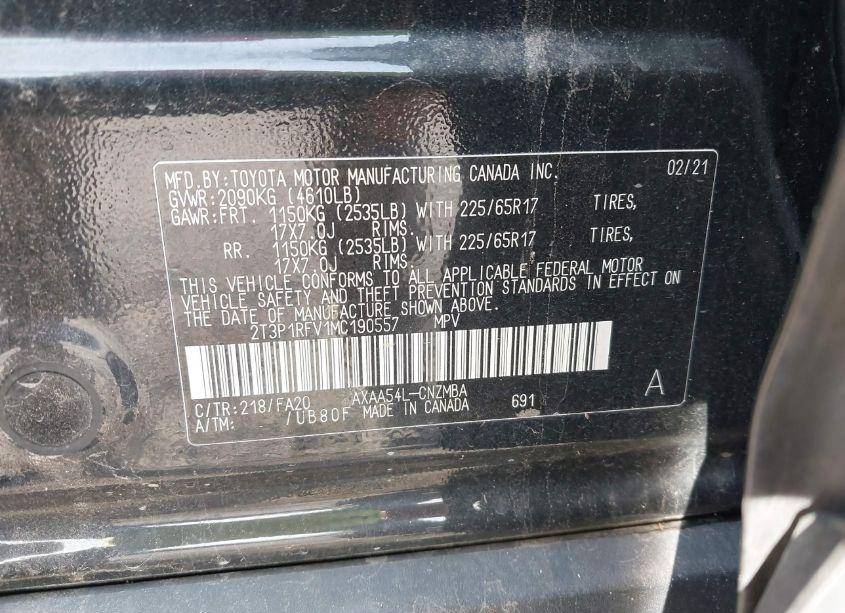 Photo 9 of 2021 Toyota Rav4 XLE (VIN 2T3P1RFV1MC190557)