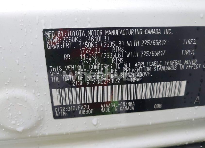 Photo 9 of 2022 Toyota Rav4 XLE (VIN 2T3P1RFV1NC275822)