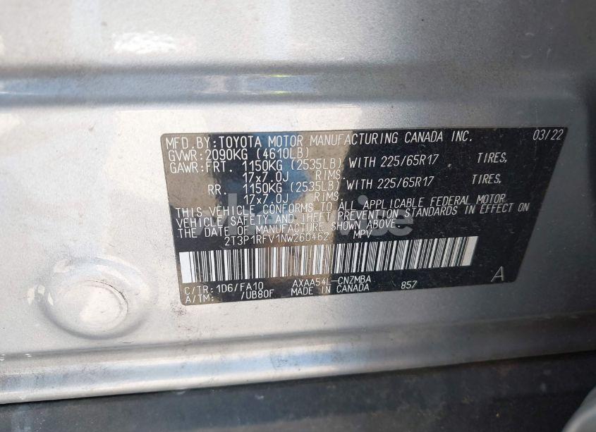 Photo 9 of 2022 Toyota Rav4 XLE (VIN 2T3P1RFV1NW260462)