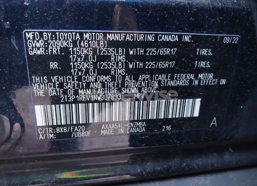 Photo 9 of 2022 Toyota Rav4 XLE (VIN 2T3P1RFV1NW307893)