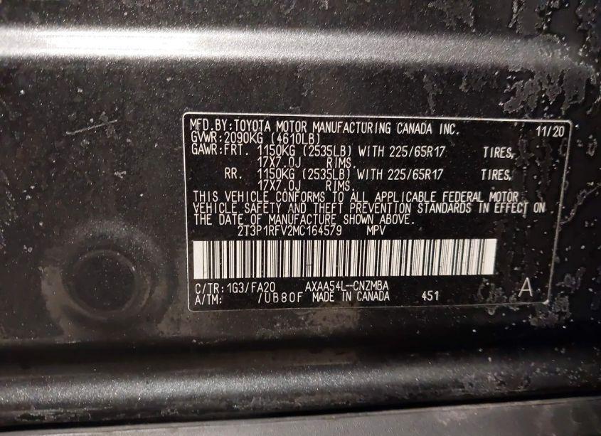 Photo 9 of 2021 Toyota Rav4 XLE (VIN 2T3P1RFV2MC164579)