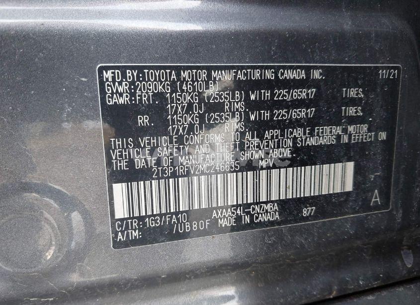 Photo 9 of 2021 Toyota Rav4 XLE (VIN 2T3P1RFV2MC246635)