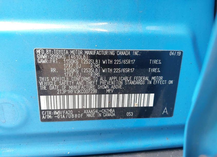 Photo 9 of 2019 Toyota Rav4 XLE (VIN 2T3P1RFV3KC007298)