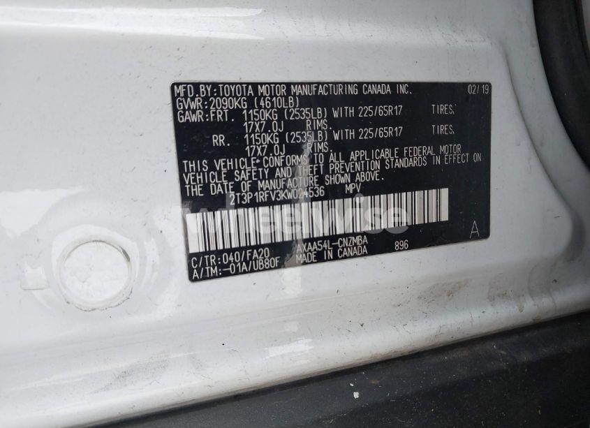 Photo 9 of 2019 Toyota Rav4 XLE (VIN 2T3P1RFV3KW024536)