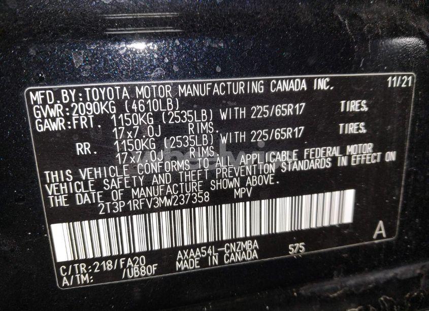 Photo 9 of 2021 Toyota Rav4 XLE (VIN 2T3P1RFV3MW237358)