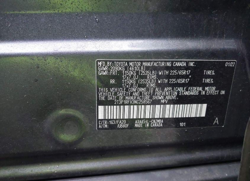 Photo 9 of 2022 Toyota Rav4 XLE (VIN 2T3P1RFV3NC258567)