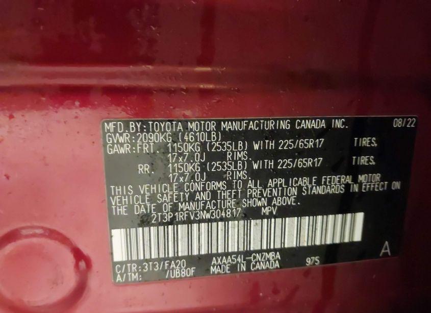 Photo 9 of 2022 Toyota Rav4 XLE (VIN 2T3P1RFV3NW304817)