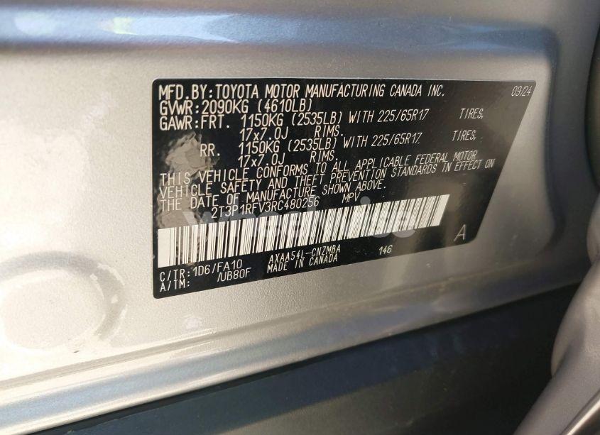 Photo 9 of 2024 Toyota Rav4 XLE (VIN 2T3P1RFV3RC480256)