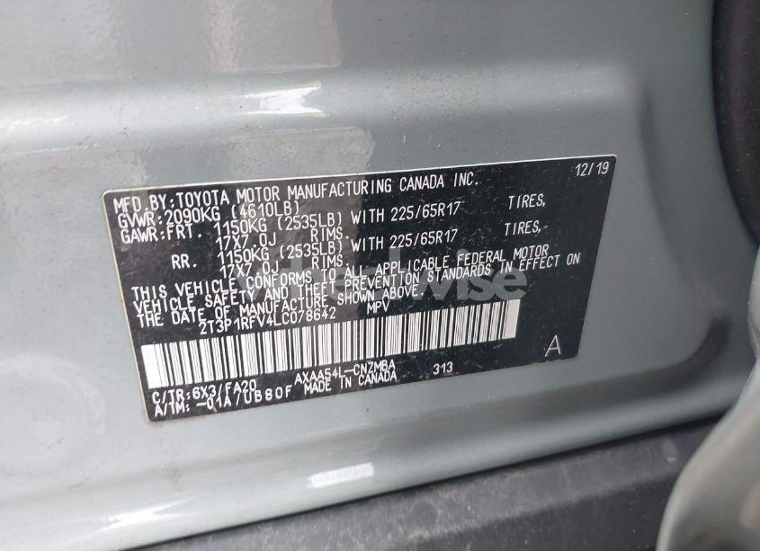 Photo 9 of 2020 Toyota Rav4 XLE (VIN 2T3P1RFV4LC078642)