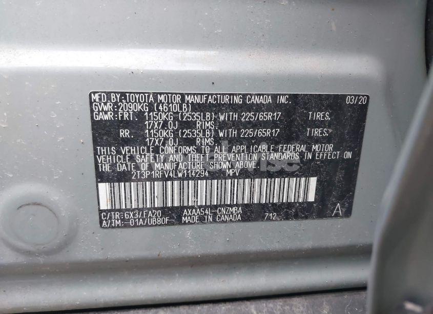 Photo 9 of 2020 Toyota Rav4 XLE (VIN 2T3P1RFV4LW114294)