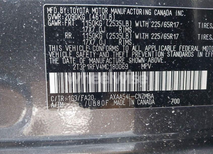 Photo 9 of 2021 Toyota Rav4 XLE (VIN 2T3P1RFV4MC180069)