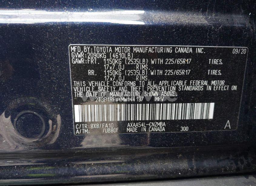 Photo 9 of 2021 Toyota Rav4 XLE (VIN 2T3P1RFV4MW144137)