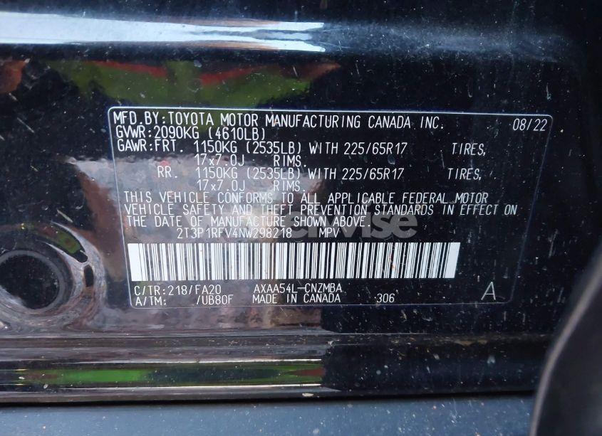 Photo 9 of 2022 Toyota Rav4 XLE (VIN 2T3P1RFV4NW298218)