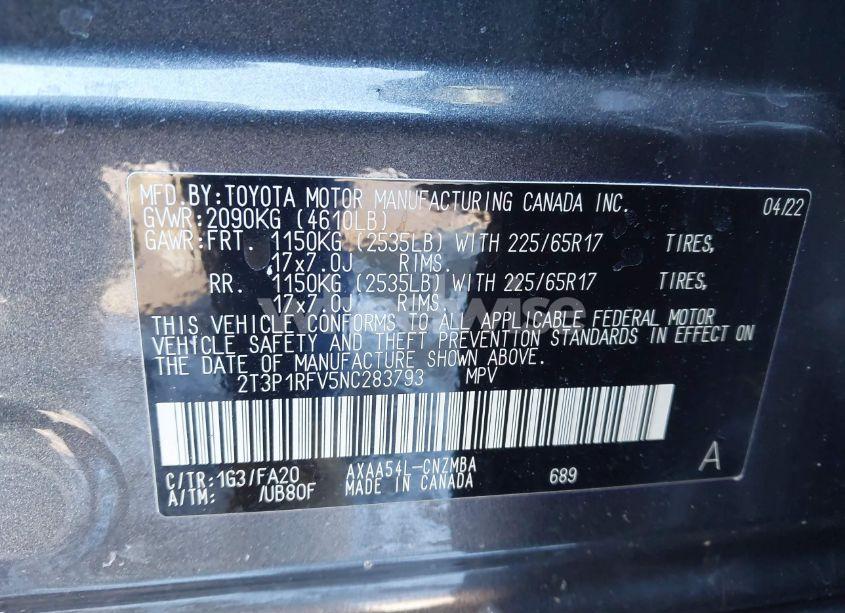 Photo 9 of 2022 Toyota Rav4 XLE (VIN 2T3P1RFV5NC283793)