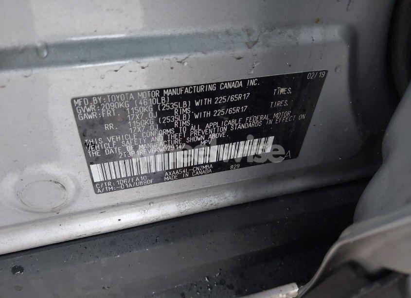 Photo 9 of 2019 Toyota Rav4 XLE (VIN 2T3P1RFV6KW029147)