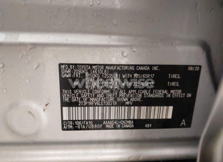 Photo 9 of 2020 Toyota Rav4 XLE (VIN 2T3P1RFV6LC130319)